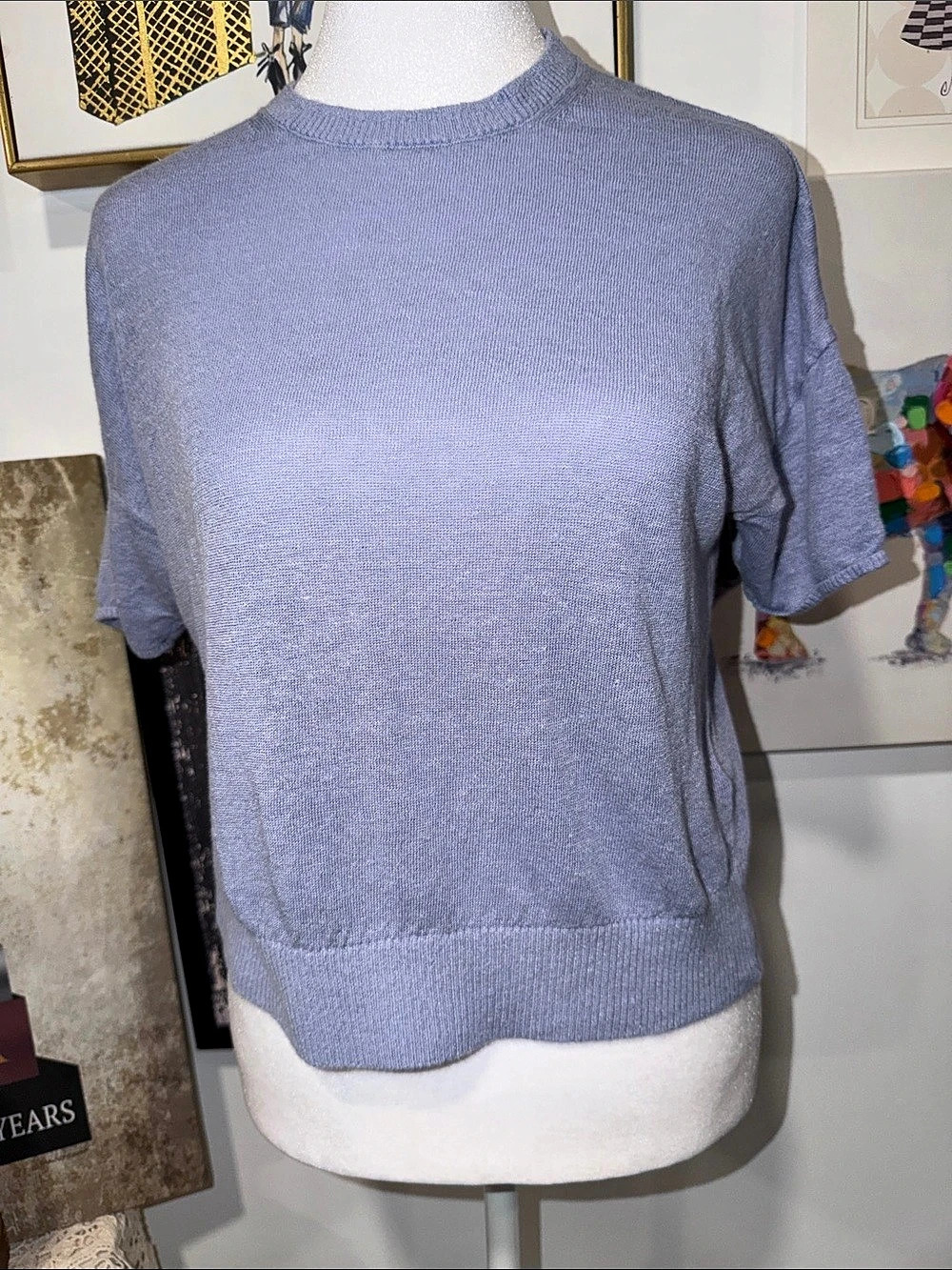Banana Republic Short Sleeve Drop Knit Top Blue Small Like New